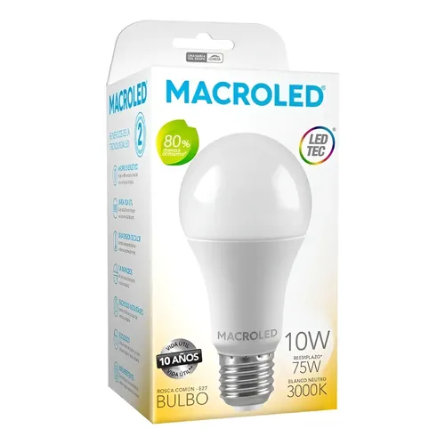 FOCO LAMPARA LED 10W 220-E27 MACROLED