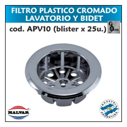 FILTRO PLÁSTICO CROMADO LAVATORIO Y BIDET