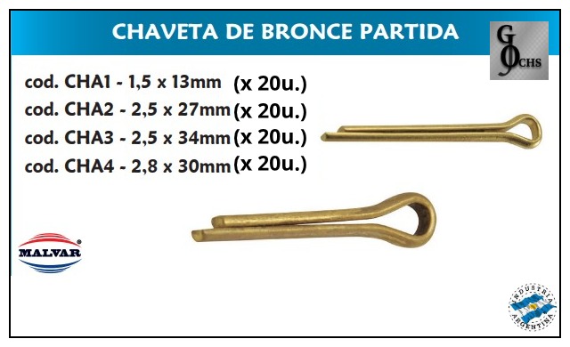 CHAVETA BRONCE PARTIDA 2,5 X 27 MM.