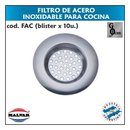 FILTRO DE ACERO INOXIDABLE PARA COCINA